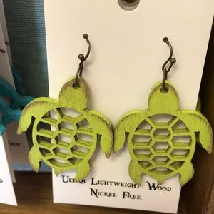 Ultra lightweight wood turtle earrings